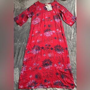 NWT Nativewear Designs Sun Moon Stars Maxi Dress Red XL‎